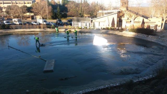 Finalizan las labores de vaciado y limpieza de los lagos del parque París