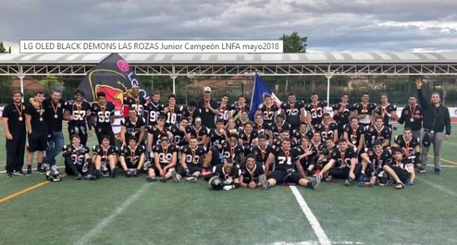 
                                                    El equipo LG Oled Las Rozas Black Demons,  campeón de la liga nacional de Football Americano Junior