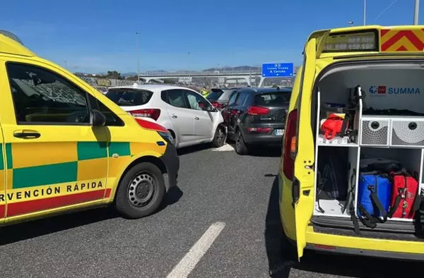 Una colisión entre cinco vehículos deja once heridos en la A-6 a la altura de Las Rozas