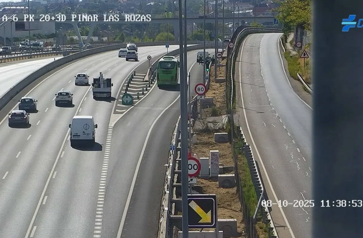 Multas por pisar la línea continua en la A-6, a la altura de Las Rozas: atentos a la cámara